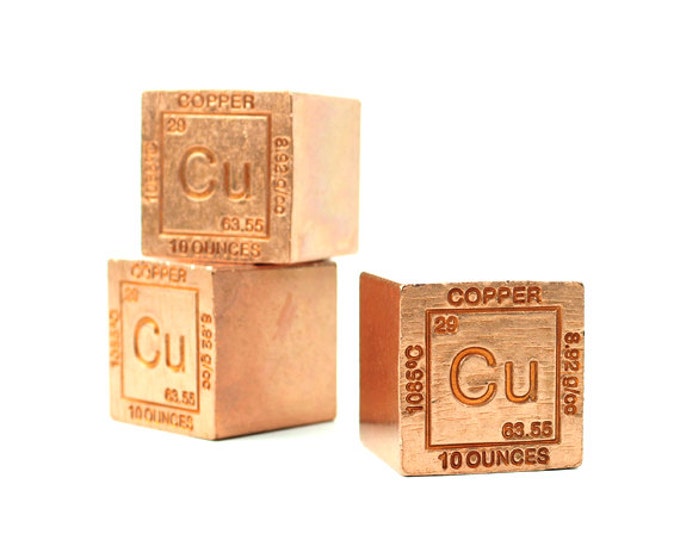 Real Copper Cube Periodic Table Element Paperweight 1.25 Etsy