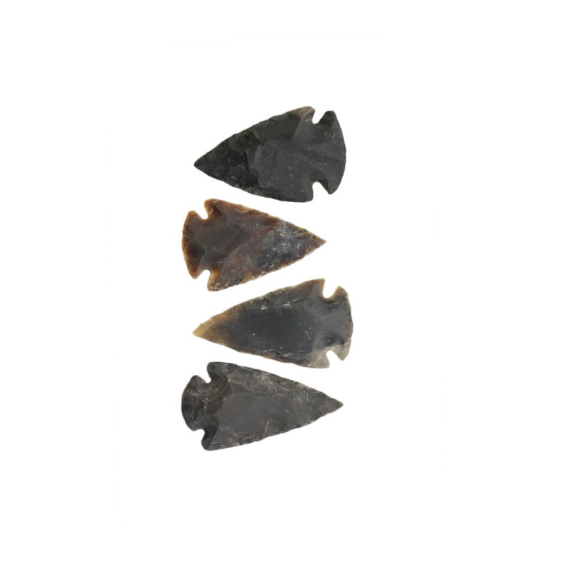 4 pieces Midnight Black Brown Agate Arrowheads 1-2