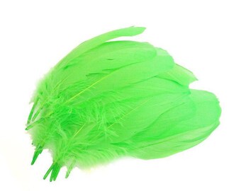 Dyed Green Real Goose Coquille Feathers 5-7"