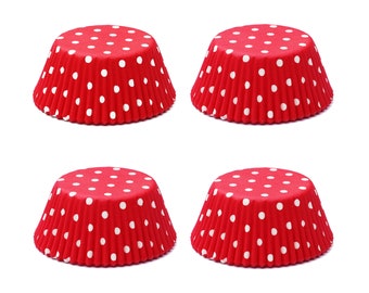 Red & White Polka Dot Paper Cupcake Liners Standard Size Party Supplies