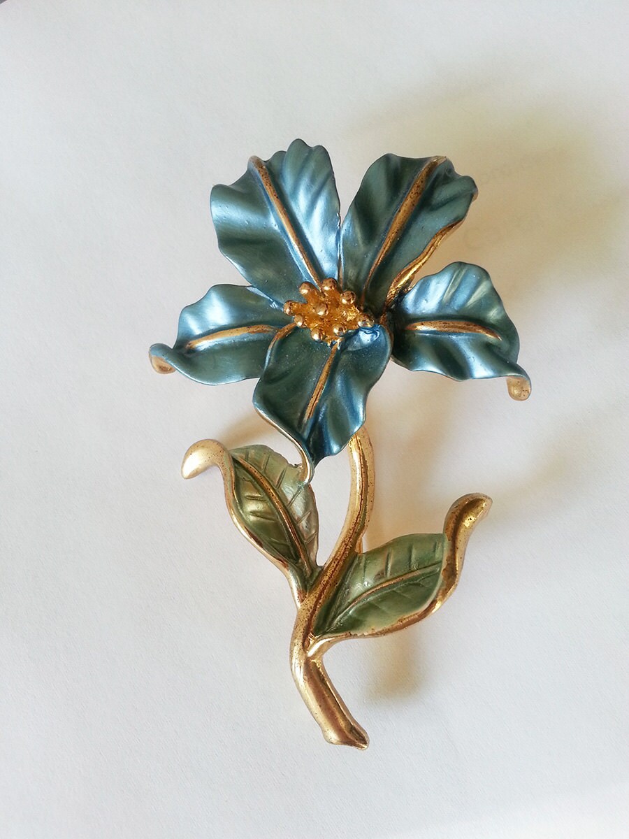 Brooch Multicolor Brooch Blue Flower Brooch Enamel | Etsy
