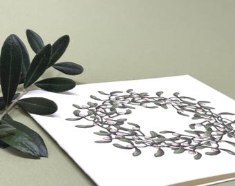 Mistletoe Wreath Holiday Cards: Box of 10