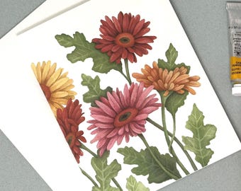 Gerbera Daisy Watercolor Notecards: Box of 8