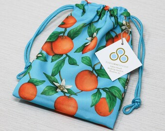 Blue Oranges Drawstring Pouch