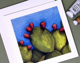 Prickly Pear with Night Sky Square Note Cards:  Box of 10