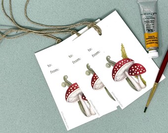 Red Mushroom Gift Tags:  Set of 3
