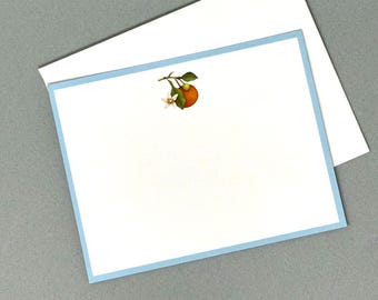 Blue Oranges Two-sided Flat Notecard Set: Eight Cards with One Designs