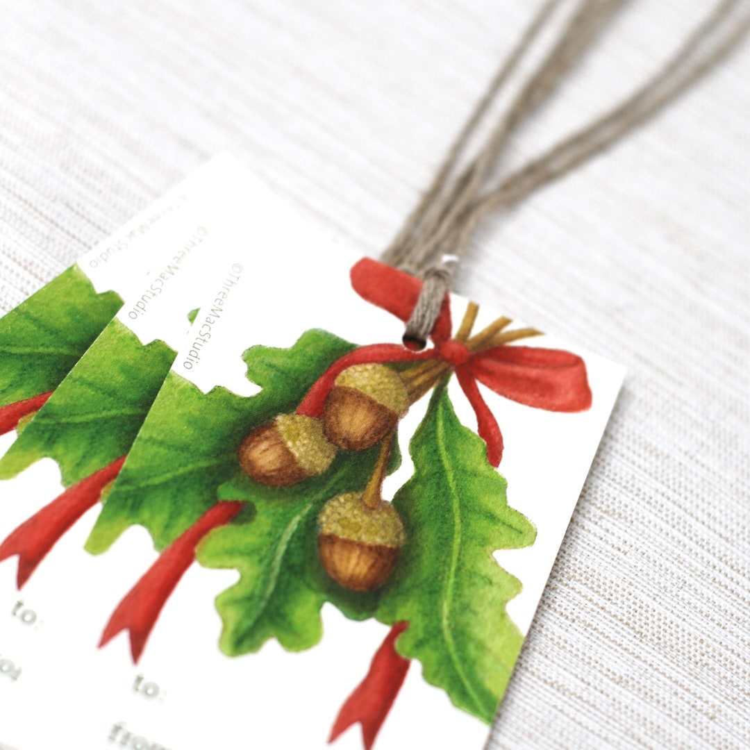 Holiday Acorn Gift Tags Set of 3 Etsy
