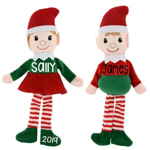 Custom Christmas Elf Plush Toy with name or monogram, Stuffed Girl Elf Toy, Stuffed Boy Elf Toy, Stocking Stuffer image 2