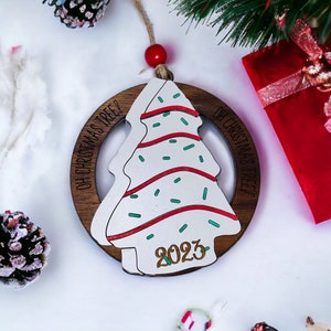 Engraved Wooden Christmas Tree Snack Cake Ornament - 2024