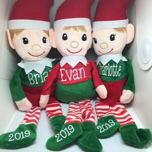Custom Christmas Elf Plush Toy with name or monogram, Stuffed Girl Elf Toy, Stuffed Boy Elf Toy, Stocking Stuffer image 3