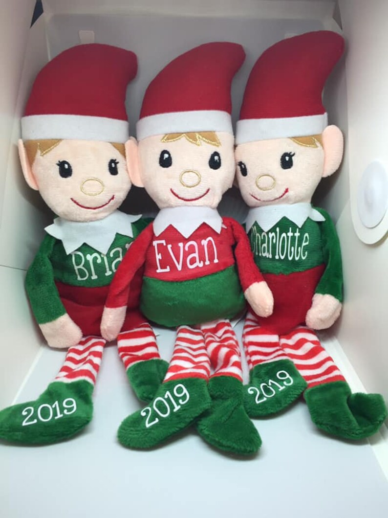 Custom Christmas Elf Plush Toy with name or monogram, Stuffed Girl Elf Toy, Stuffed Boy Elf Toy, Stocking Stuffer image 3