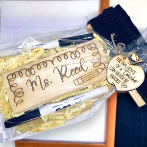 Custom Laser Engraved Wooden Whiteboard/ Chalkboard Eraser and/or matching Keychain for teacher appreciation gifts back to school, classroom