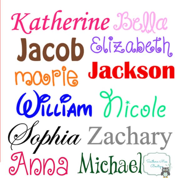 Vinyl Name Decal Custom 9 letter Vinyl 