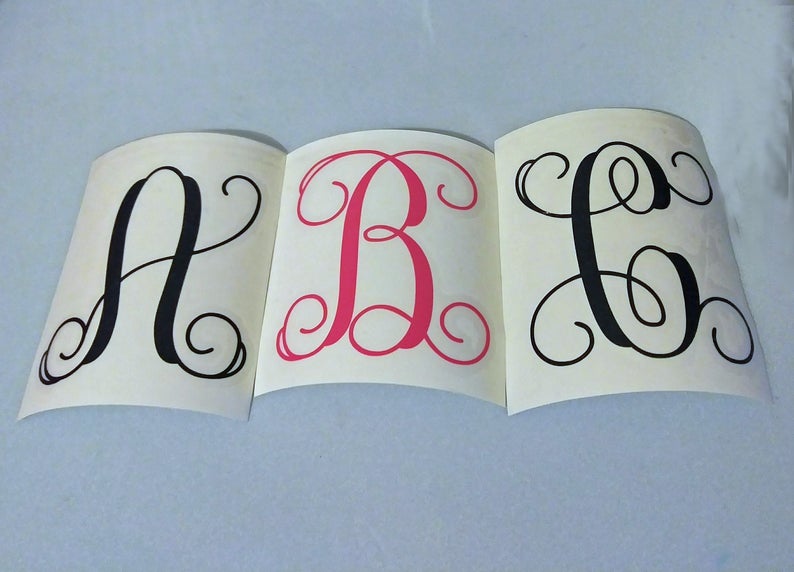3 Inch Fancy Script Monogram Letter Decal Cursive Letter - Etsy