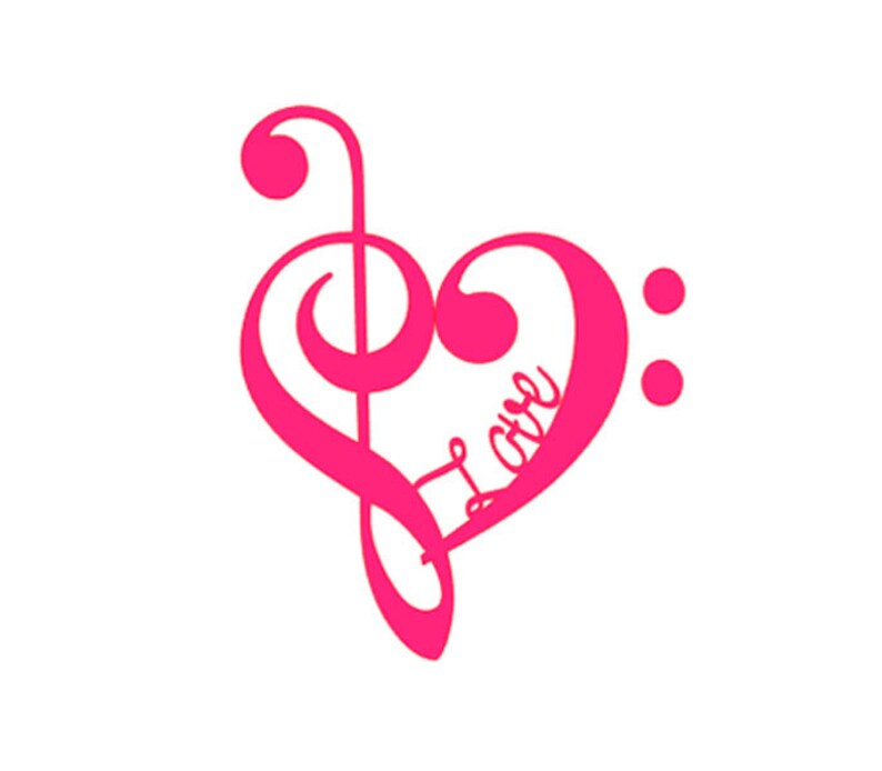 Music Heart Vinyl Decal Treble Clef Bass Clef Heart Decal - Etsy