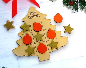 Personalized Class set of tic tac toe Christmas  tree gift game cards