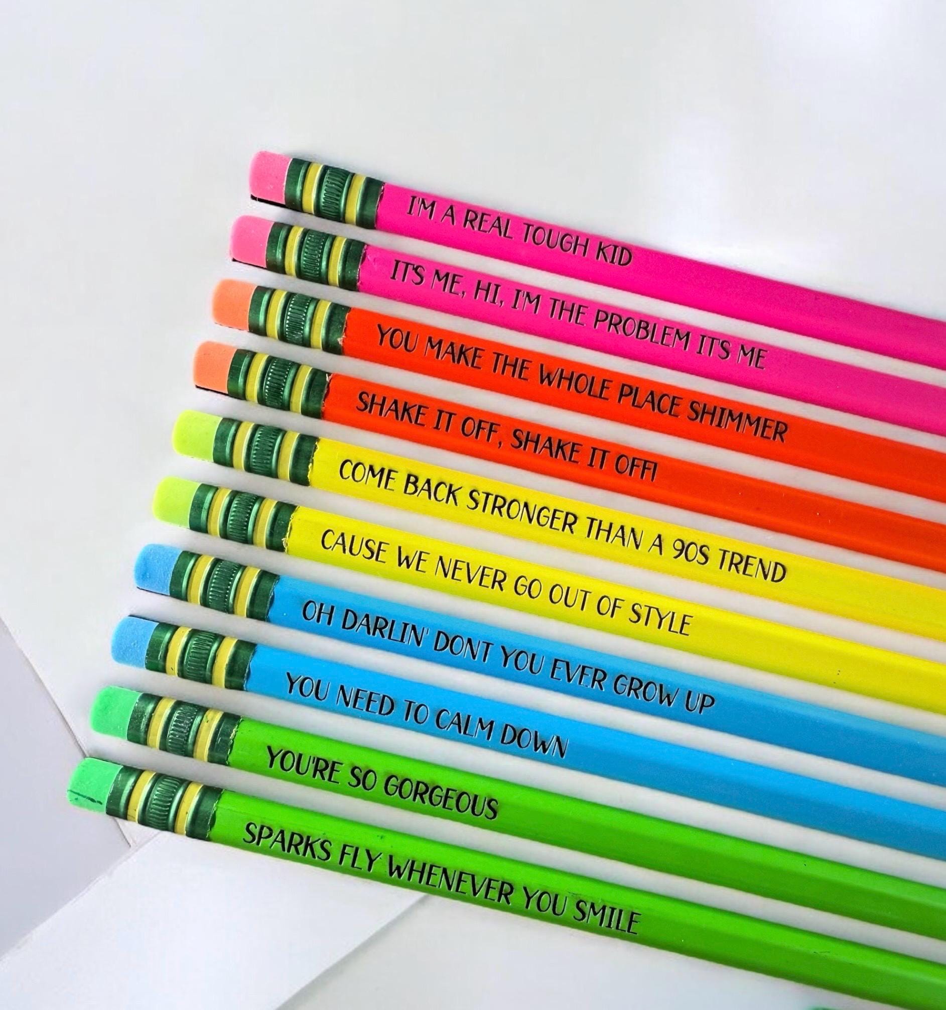 Laser Engraved Song Lyric Pencils or Ink pens for back to school - school supplies for girls, teens, women