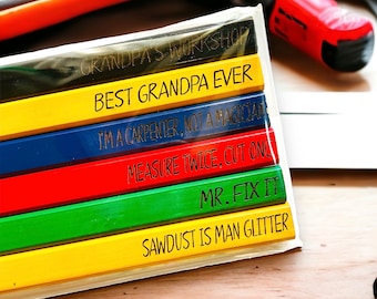 Engraved Carpenter Pencils – Set of 6, Dad/Grandpa Gift