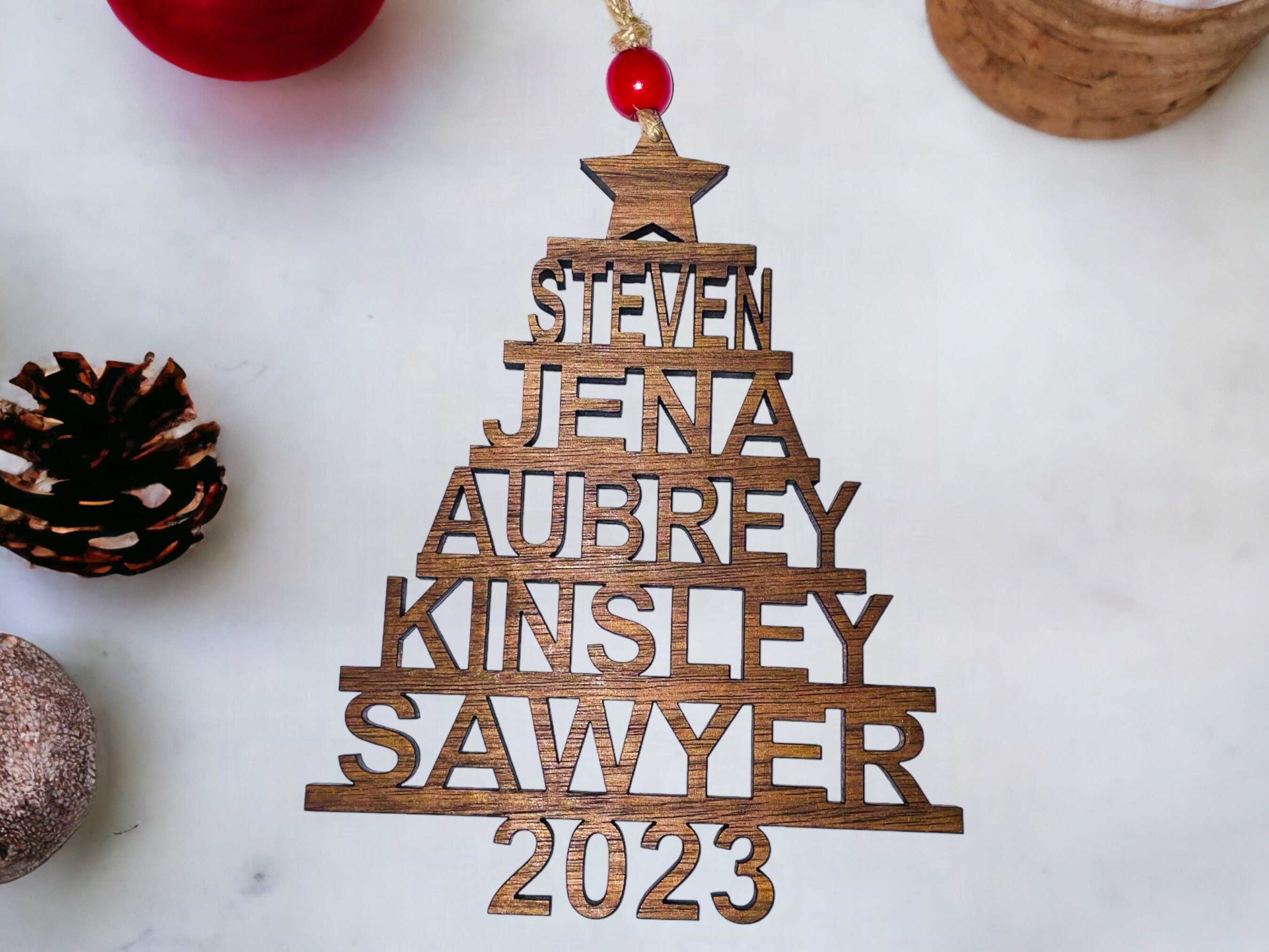 Custom Christmas Tree Name Stack Ornament Personalized With Family ...