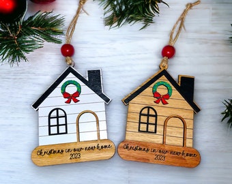 Wooden first Christmas in our New home 2022 ornament
