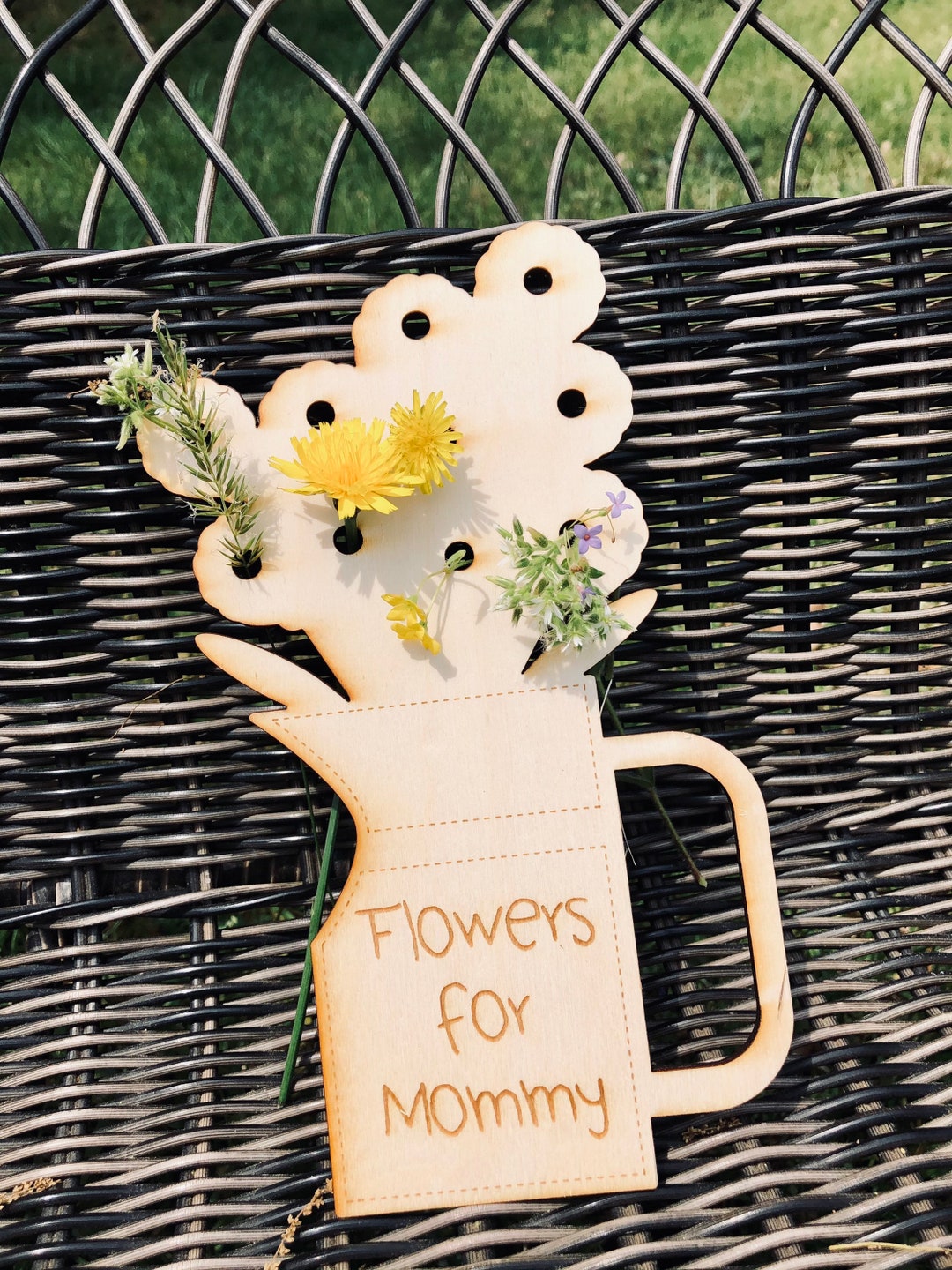 Flowers for Mommy Wooden Wild Flower Holder for Kids Custom Etsy