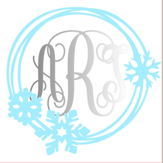 Frozen Snowflake Circle Monogram Vinyl Decal Custom Car Etsy