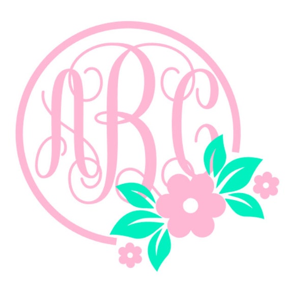Download Flower Circle Monogram Vinyl Decal Custom Car Decal | Etsy