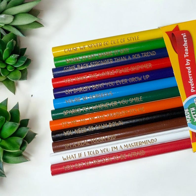 Laser Engraved Song Lyric Pencils or Ink Pens: Back to School Supplies colored pencils