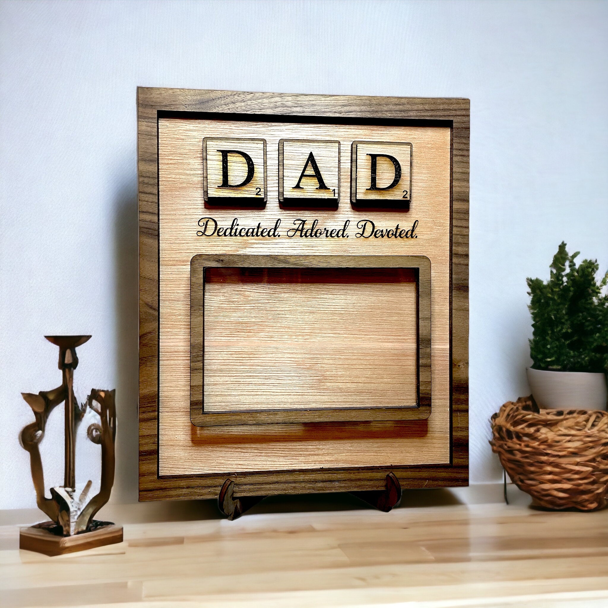 Daddy Scrabble Frame Custom Walnut Scrabble Tile Dad Photo Frame for Father’s Day - Etsy