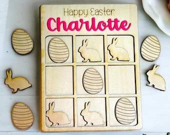 Personalized 5x7 Easter Tic Tac toe game for Easter baskets fillers, children's gifts - prepainted or DIY