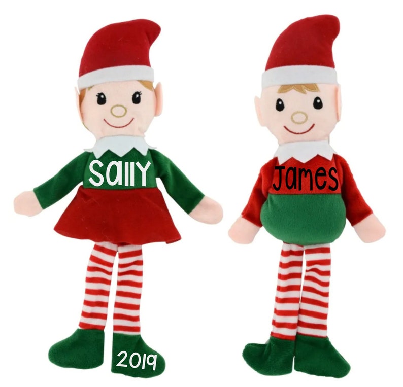Custom Christmas Elf Plush Toy with name or monogram, Stuffed Girl Elf Toy, Stuffed Boy Elf Toy, Stocking Stuffer image 2
