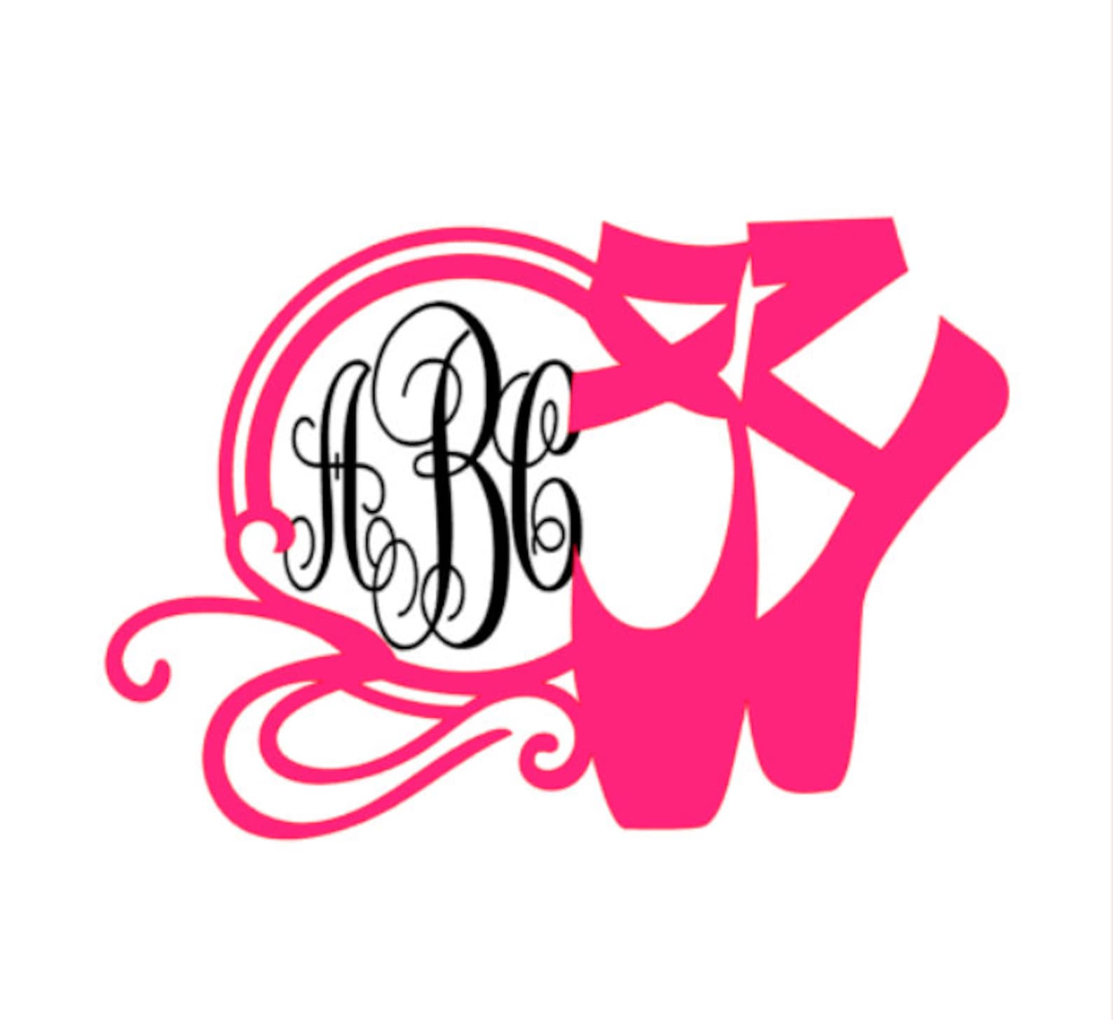 ballet slipper name vinyl decal, dance monogram, car decal, custom ballet name vinyl decal sticker, personalized decal