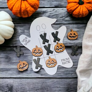 Personalized Class set of tic tac toe Halloween Ghost game cards