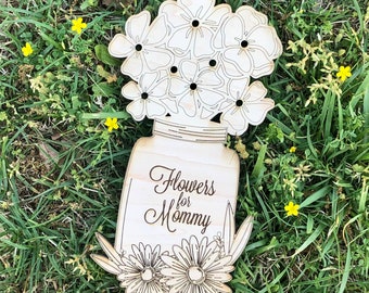 Personalized Wooden Flower Holder: Mother's Day Wildflower Gift
