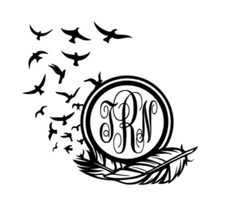 Feather Bird Monogram Vinyl Decal Custom Car Decal Etsy