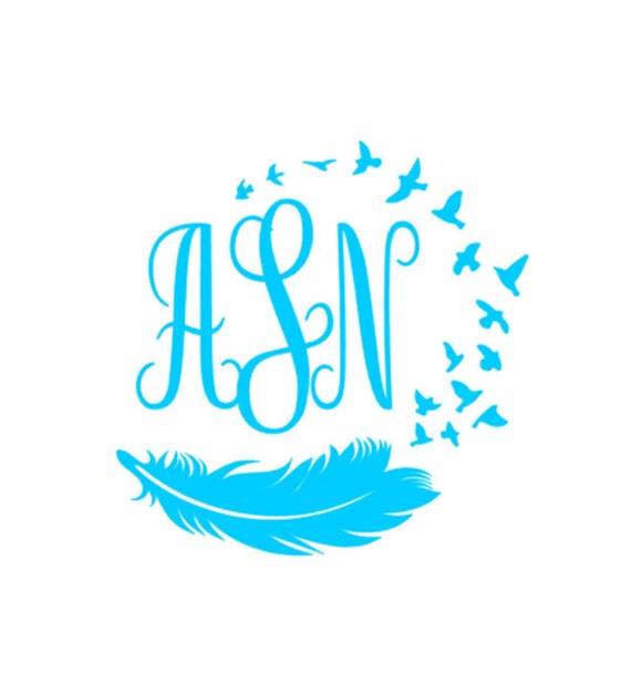 Feather Bird Monogram Vinyl Decal Custom Car Decal | Etsy