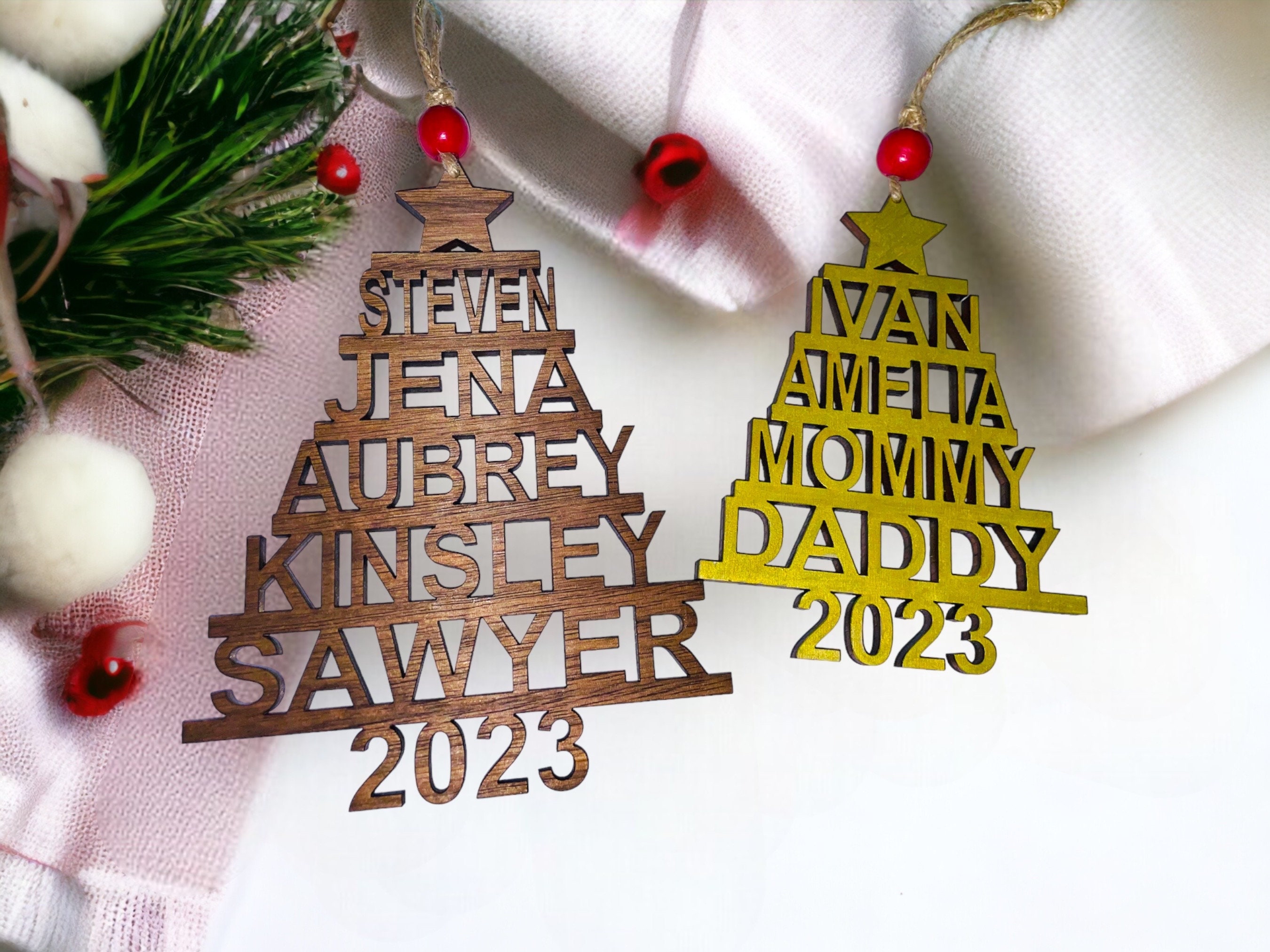 Custom Christmas Tree Name Stack Ornament Personalized With Family ...