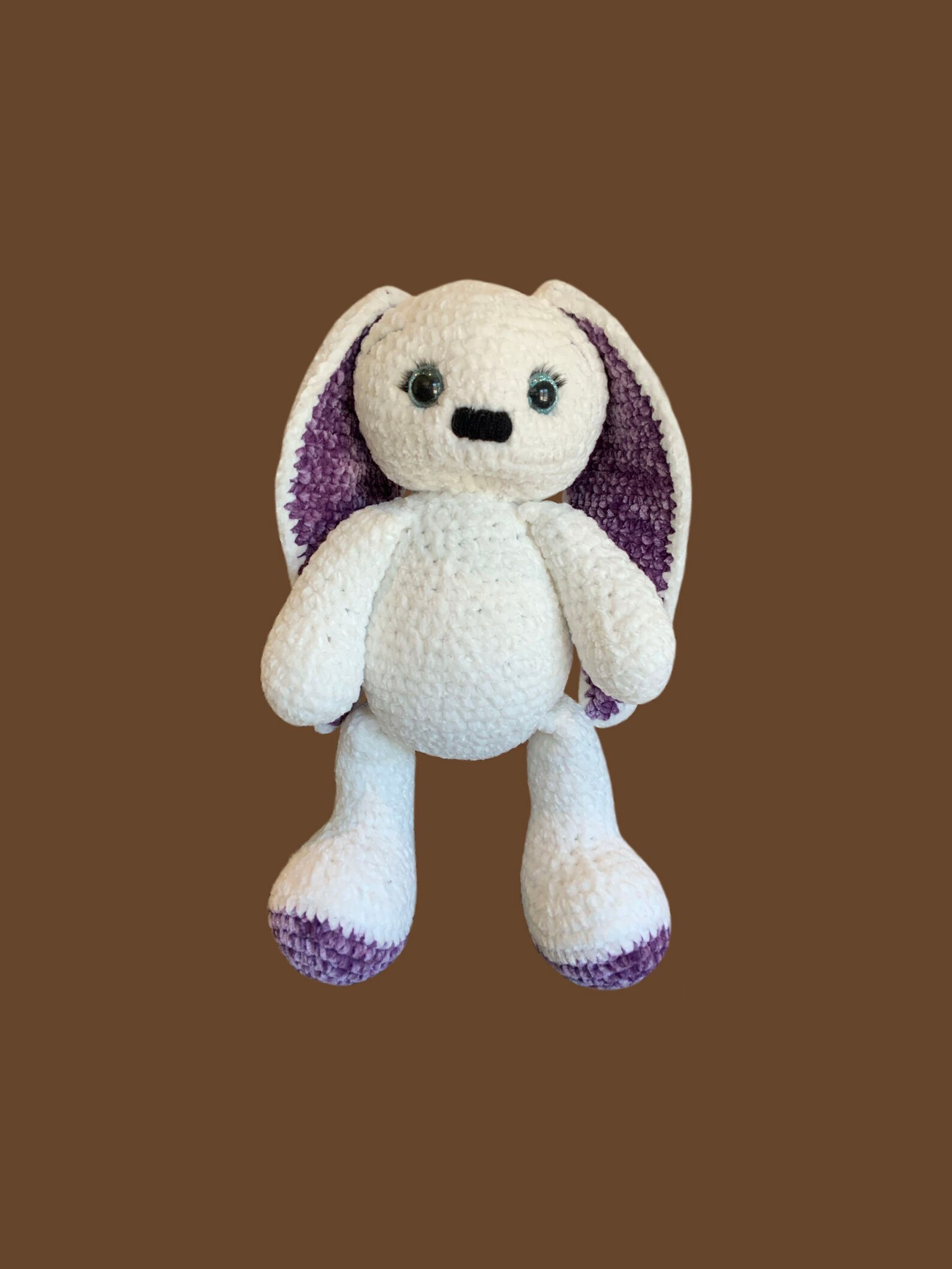 Softest, Sweetest White Chenille Bunny With Purple Ears and Purple Feet ...
