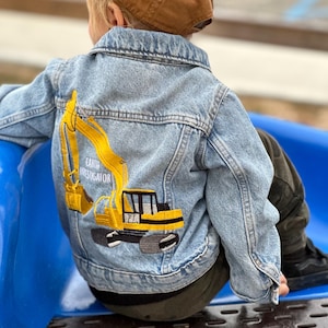 Earth Investigator Excavator Baby/Toddler’s Denim Jacket- toddler birthday gift- baby gift