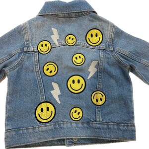 Lightning Smiley Baby/Toddler’s Denim Jacket — Cool Embrodiered Denim Jacket for toddler — Cool Toddler Birthday Gift  - Smiley Jacket