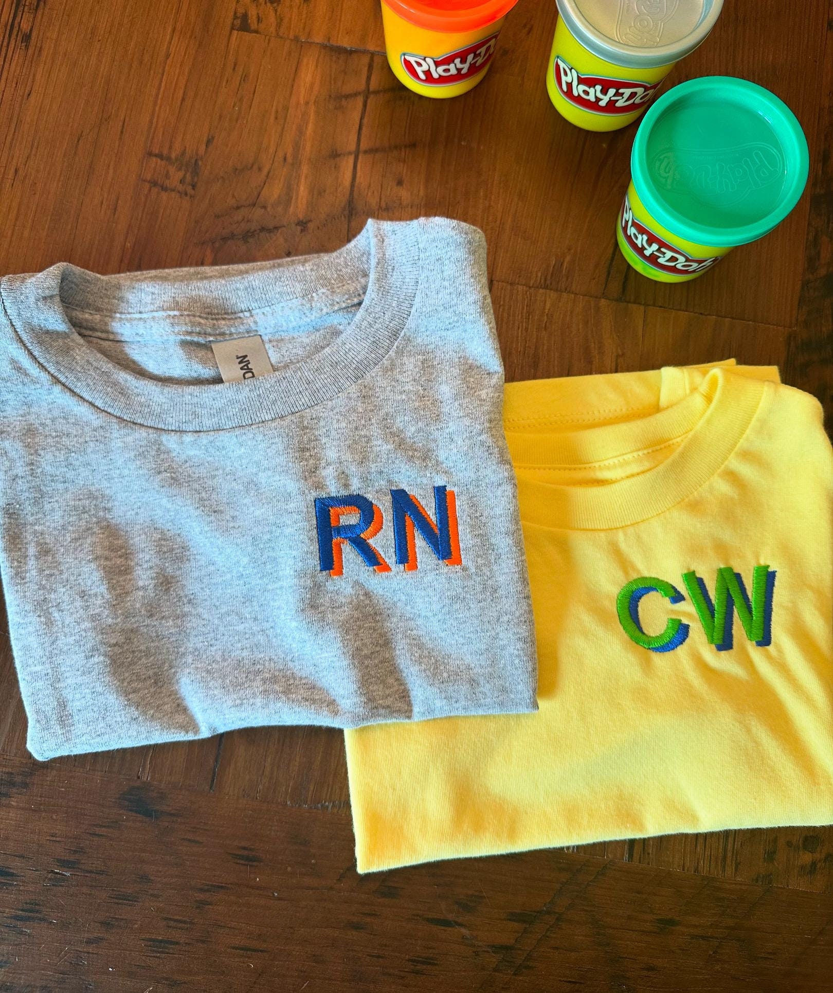 Embroidered Two Toned Initials Baby /toddler Tee - Etsy