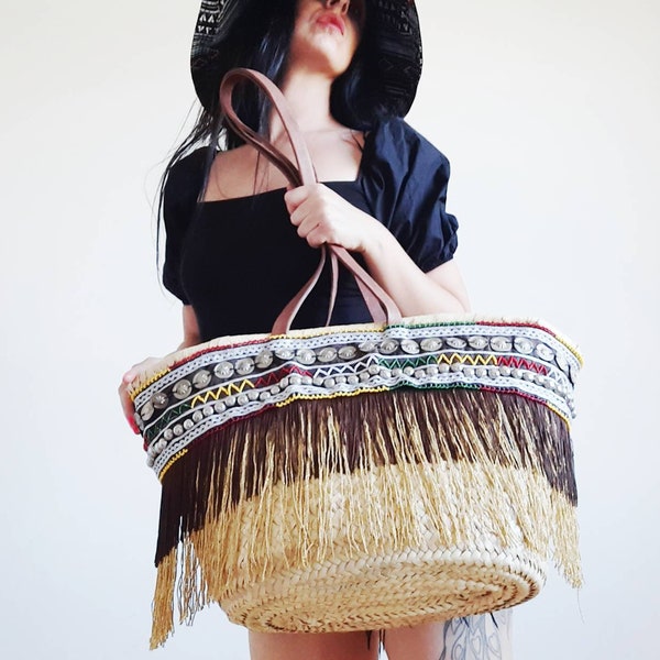 boho bag, summer bag, straw bag, ethnic bag, basket handmade, carrycot, beach bag, bag for woman, basket, Korb Handtasche, Sacs en paille