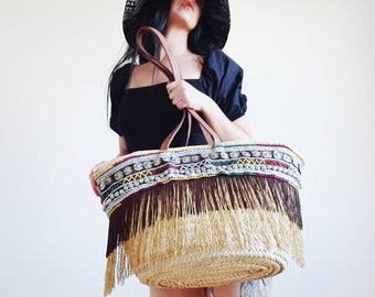 boho bag, summer bag, straw bag, ethnic bag, basket handmade, capazos, beach bag, bag for woman, basket, Korb Handtasche, Sacs en paille