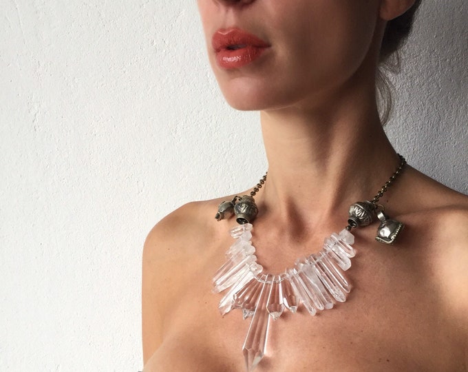 Boho necklace, magic jewelry, healing crystals, quartz jewelry, quartz necklace, crystal necklace, tribal fusion jewelry, handmade necklace