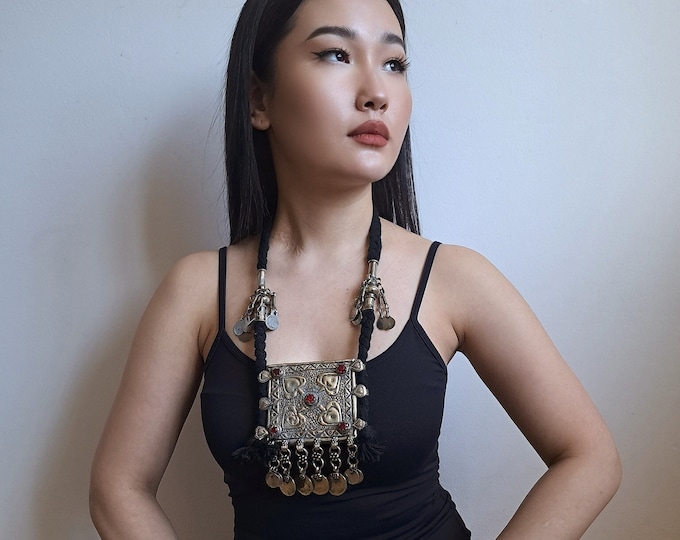 Vintage kuchi necklace, kuchi necklace, tribal fusion, fusion bellydance, boho clothing, ethnic boho necklace, tribal kuchi jewelry, ethnic