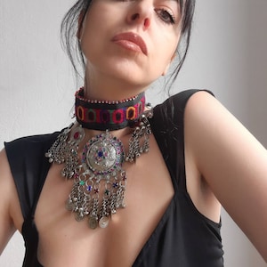 kuchi choker, boho ethnic choker, ethnic boho necklace, kuchi necklace, tribal fusion necklace, ethnic jewelry, kuchi jewelry, festival boho
