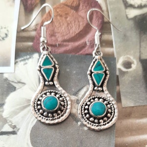 Boho style earrings, ethnic earrings, kuchi earrings, boho silver jewelry, tribal fusion jewelry, tribal fusion, geometric earrings, kuchi