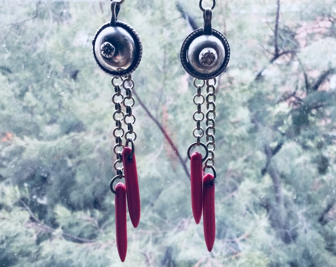 boho earrings, ethnic earrings, red earrings, bohemian earrings, boho chic, kuchi earrings, tribal fusion, handmade earrings, kuchi buttons