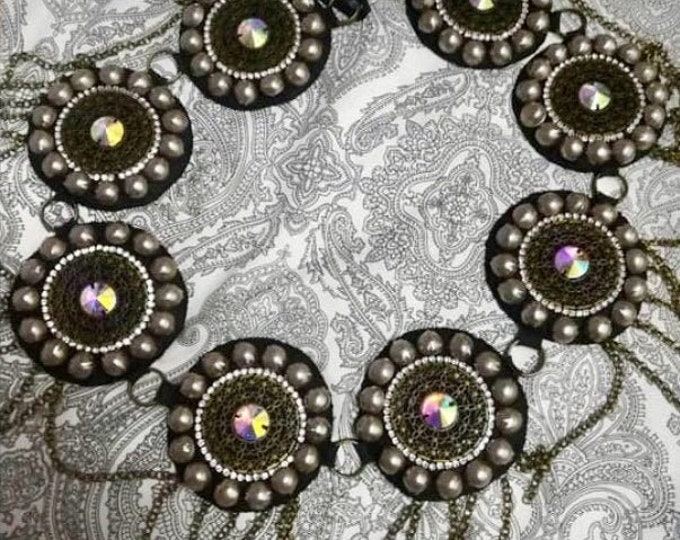 Tribal fusion belt, tribal fusion bellydance, boho chic, boho belt, festival woman clothing, rounded belt, mandala, festival belt, handmade